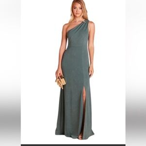 Birdy Grey One-Shoulder Olive sea glass Dress XS chest 30” waist 24” 159
0